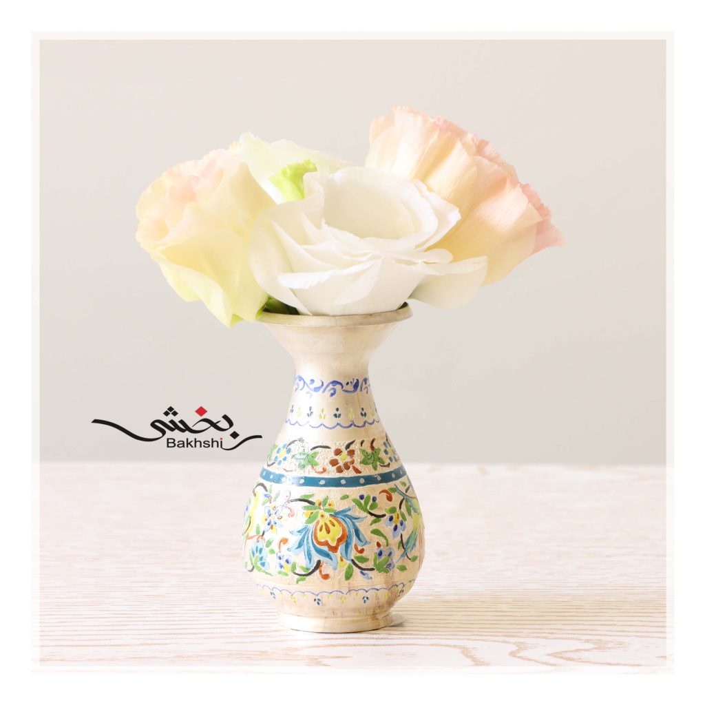 گلدان نقره سایز کوچک قلم میناکاری عیار 99.9