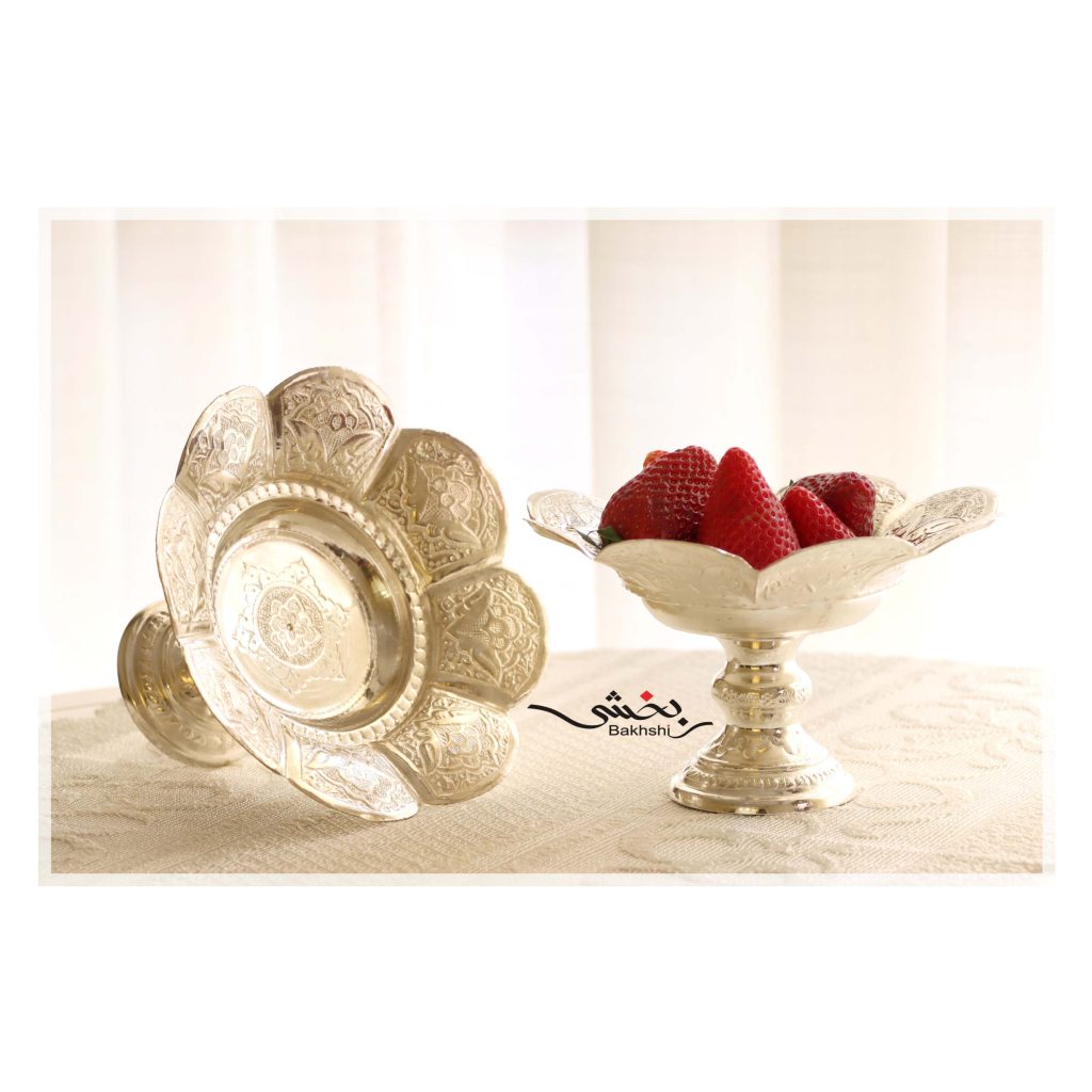 شیرینی خوری پایه دار نقره قلم اسلیمی عیار 84