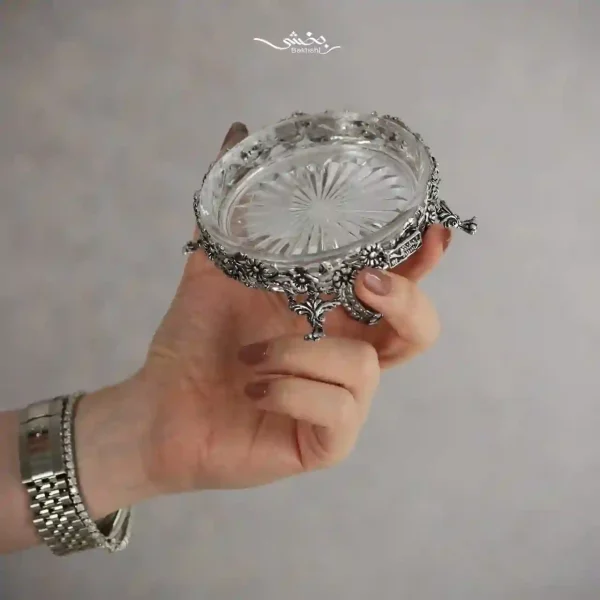 ظرف کریستال نقره کوچک شکوفه