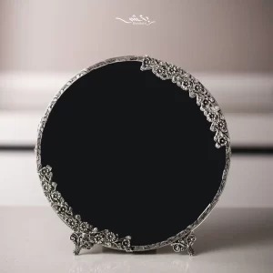 ست آینه و شمعدان نقره گرد شکوفه