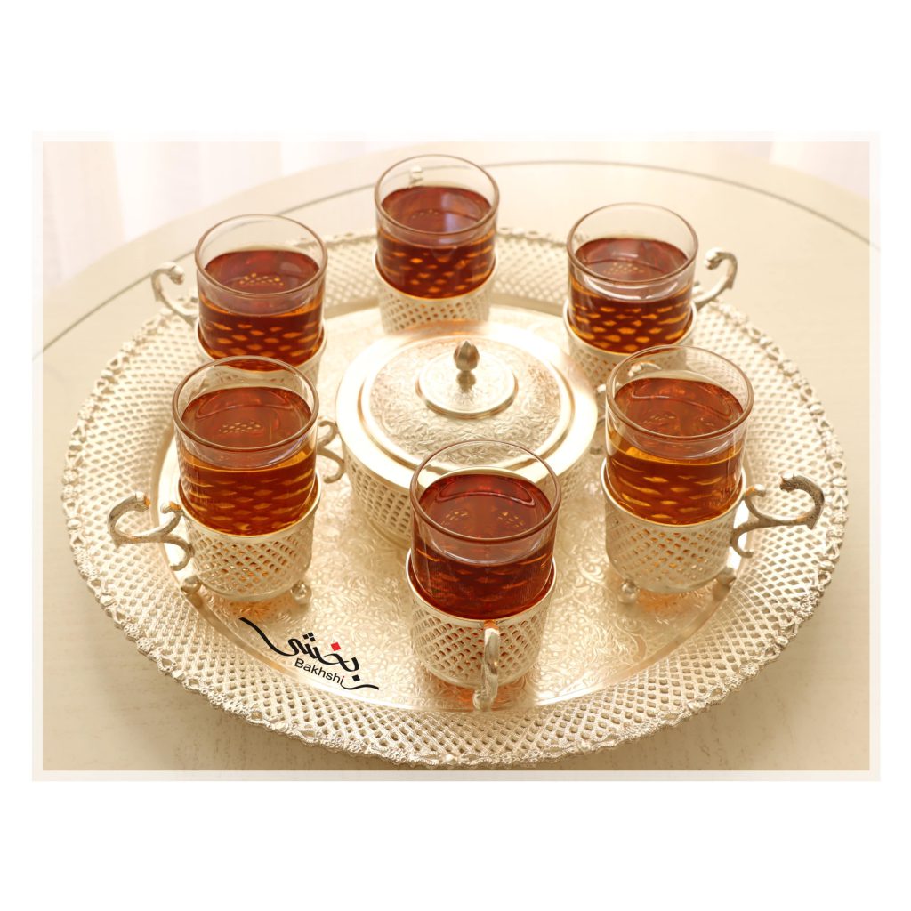 سرویس چای خوری نقره قلم گل و مرغ مشبک اعلا عیار 90