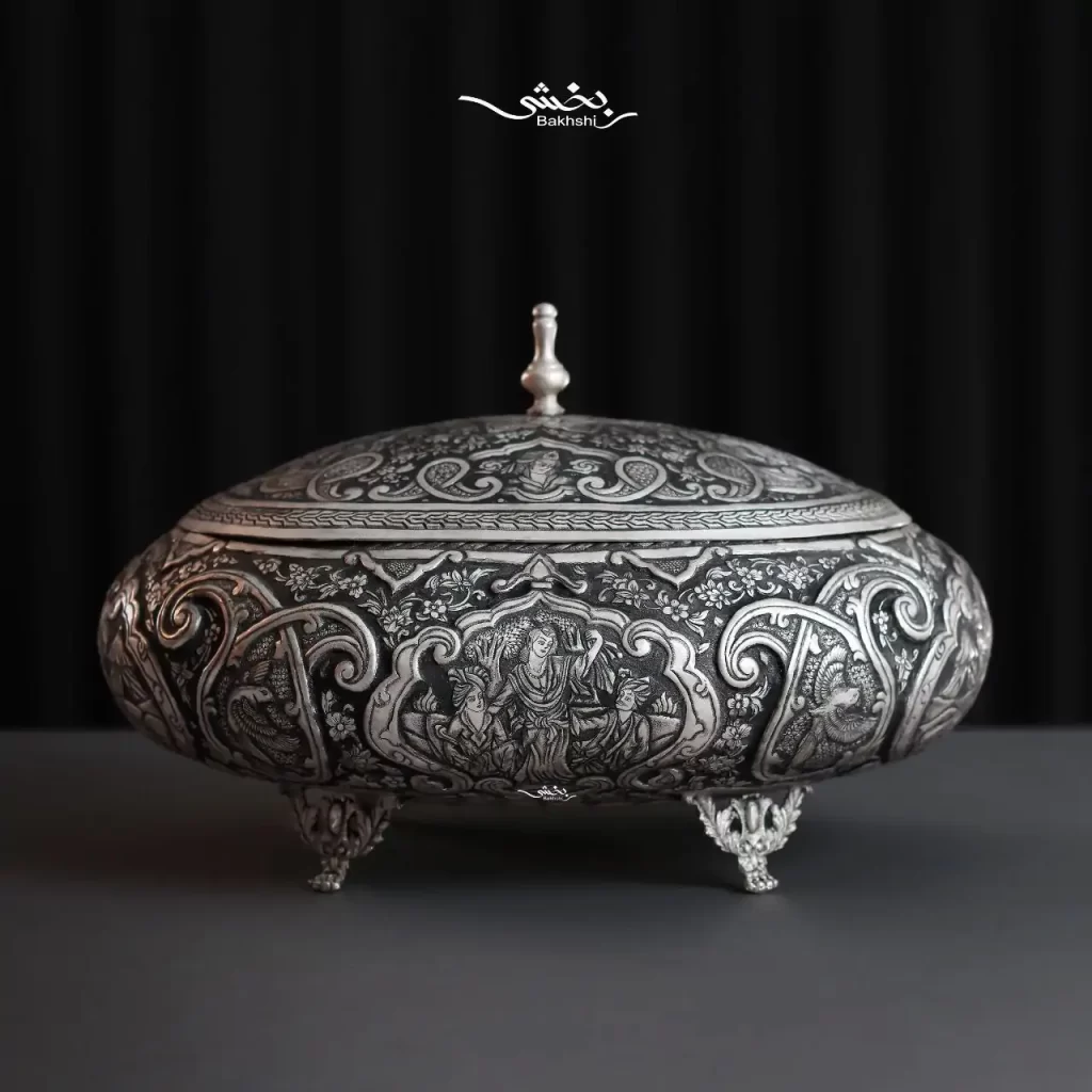 شکلات خوری نقره قلم مینیاتور اعلا