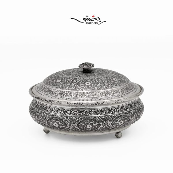 شکلات خوری درب دار نقره اسلیمی عیار 84