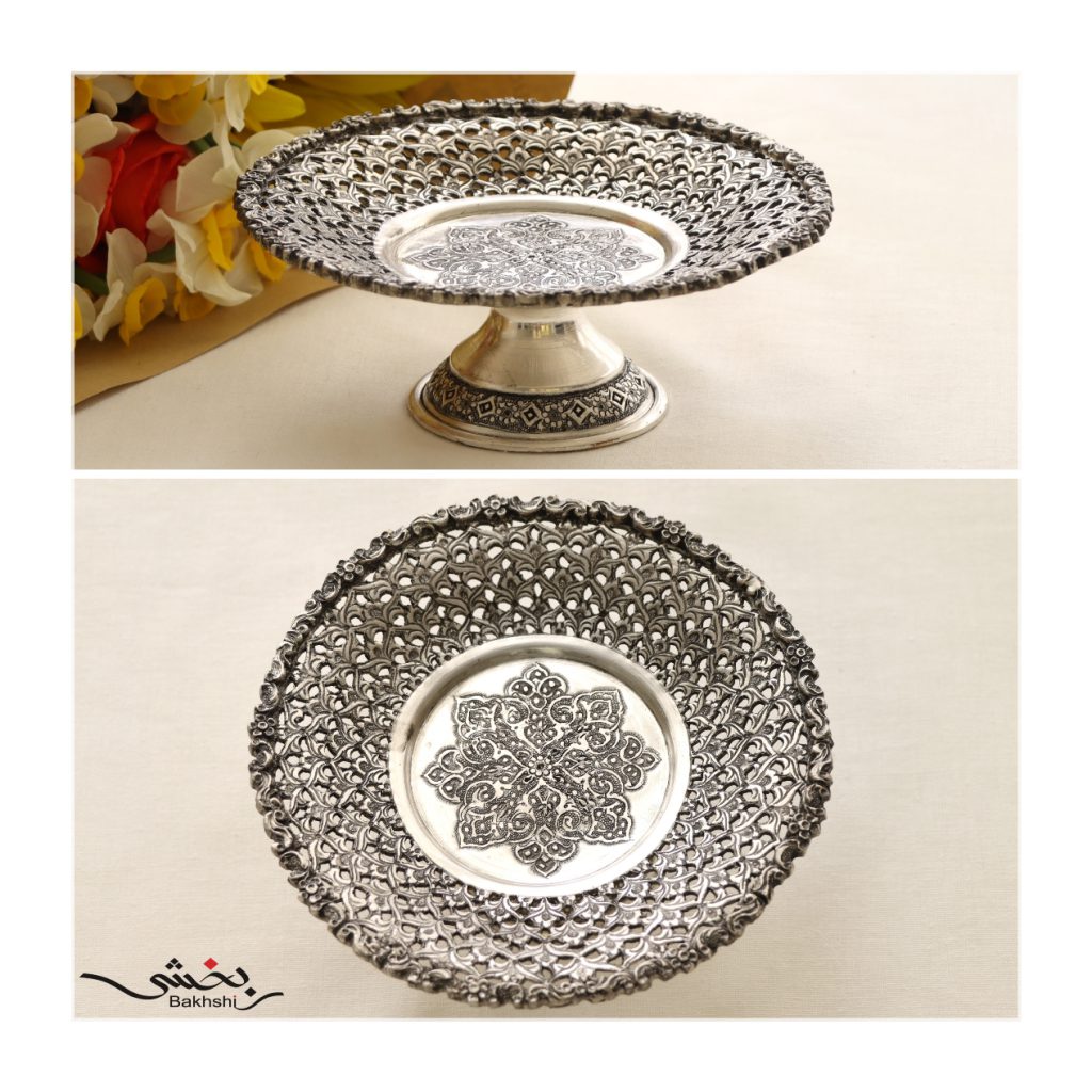 شیرینی خوری کوچک مشبک اعلا نقره عیار 90