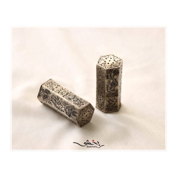 یک جفت نمکدان نقره شکارگاه عیار 84