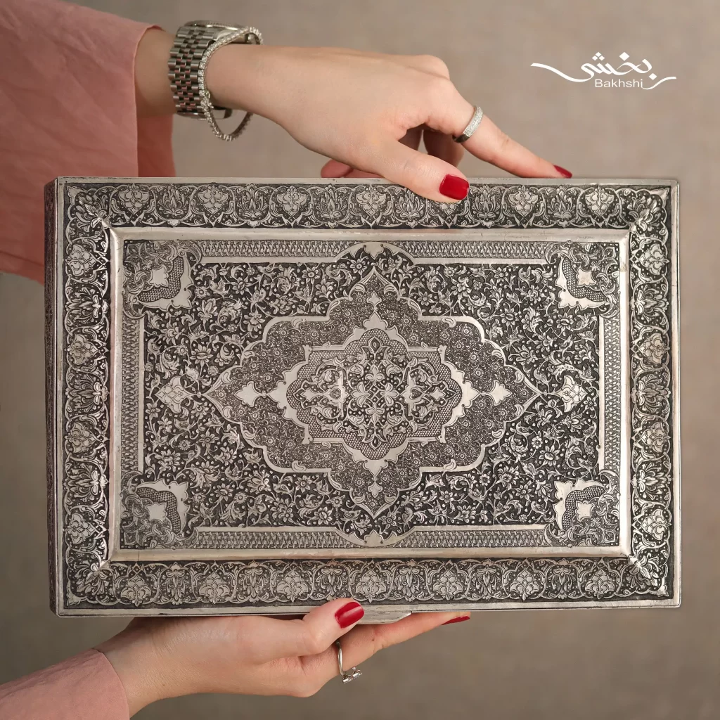 جعبه نقره ریزقلم گل و مرغ اعلا