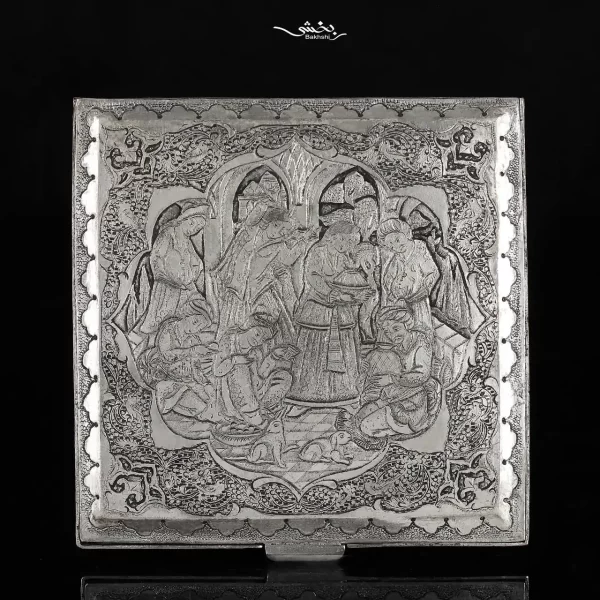 جعبه نقره مربع مینیاتور ریزقلم اعلا