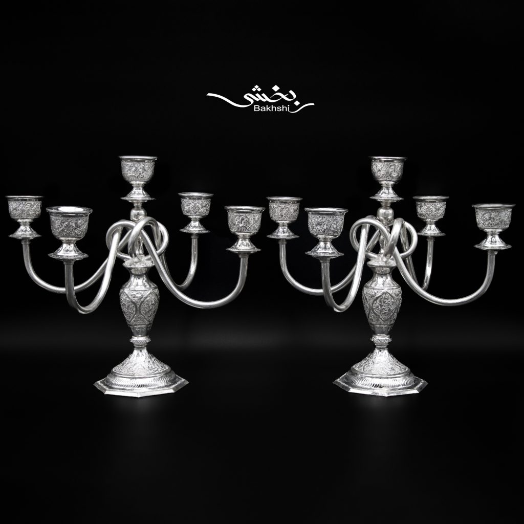 شمعدان نقره پنج شاخه