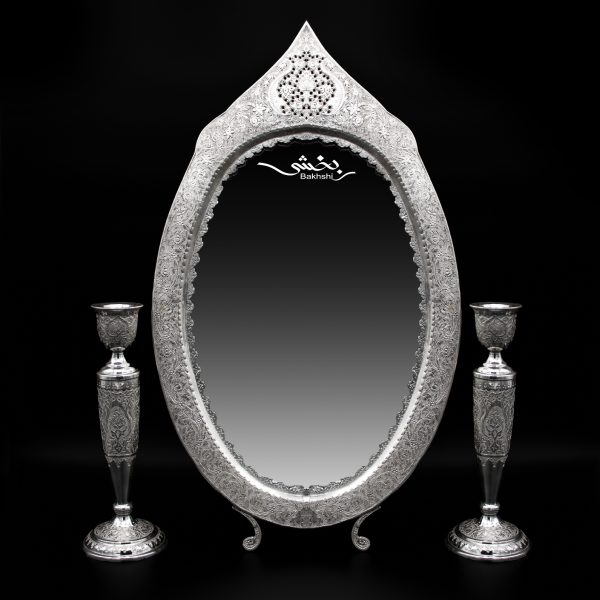 آینه و شمعدان نقره برای سفره عقد