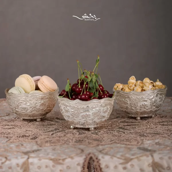 کاسه 6 عددی نقره گل برجسته