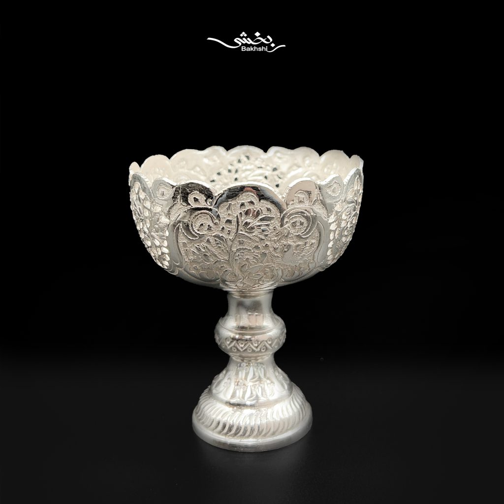 کاسه پایه دار گل و مرغ شش عددی