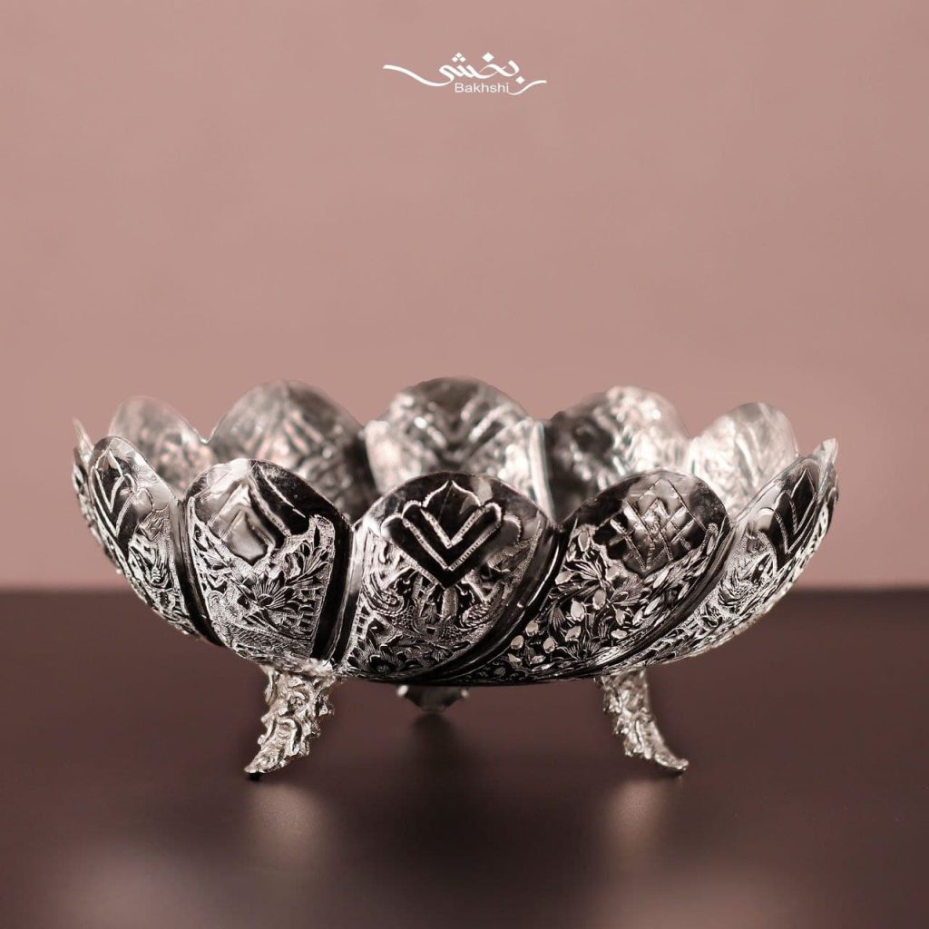 پسته خوری نقره گرد گل و مرغ