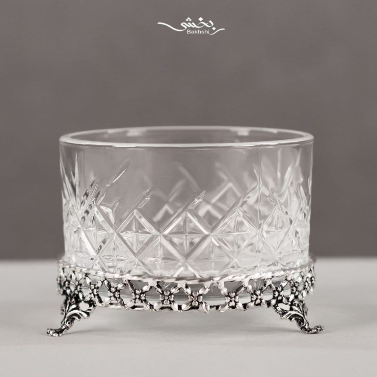 silver and crystal round bowl