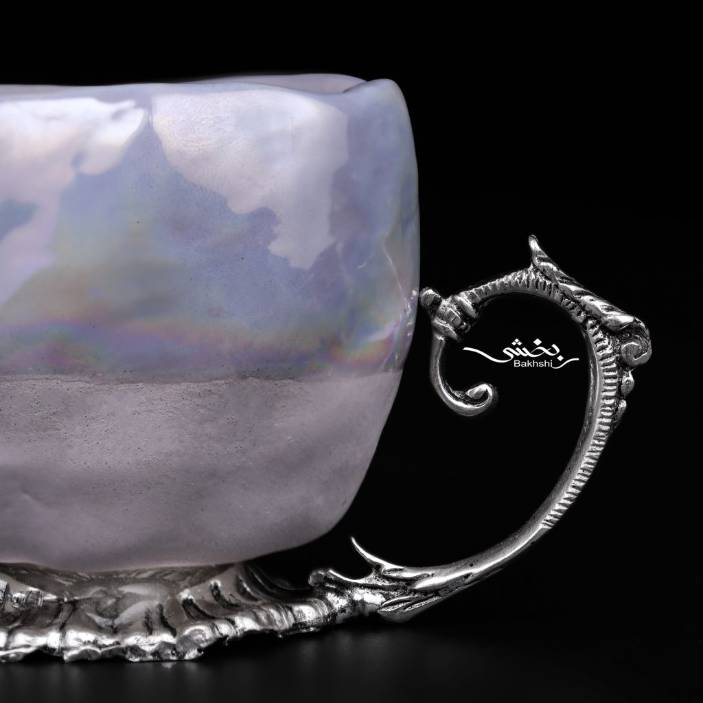 فنجان سرامیک و نقره شش عددی نقره بخشی