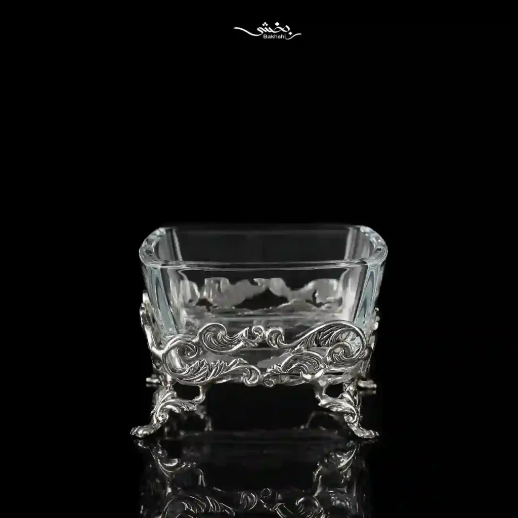 ظرف بلور نقره مربع ابر و باد