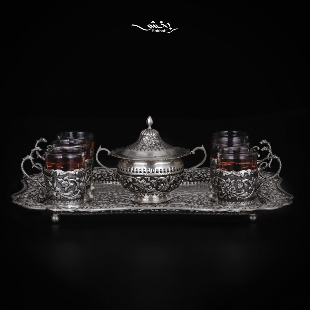 ست چای خوری نقره گل برجسته