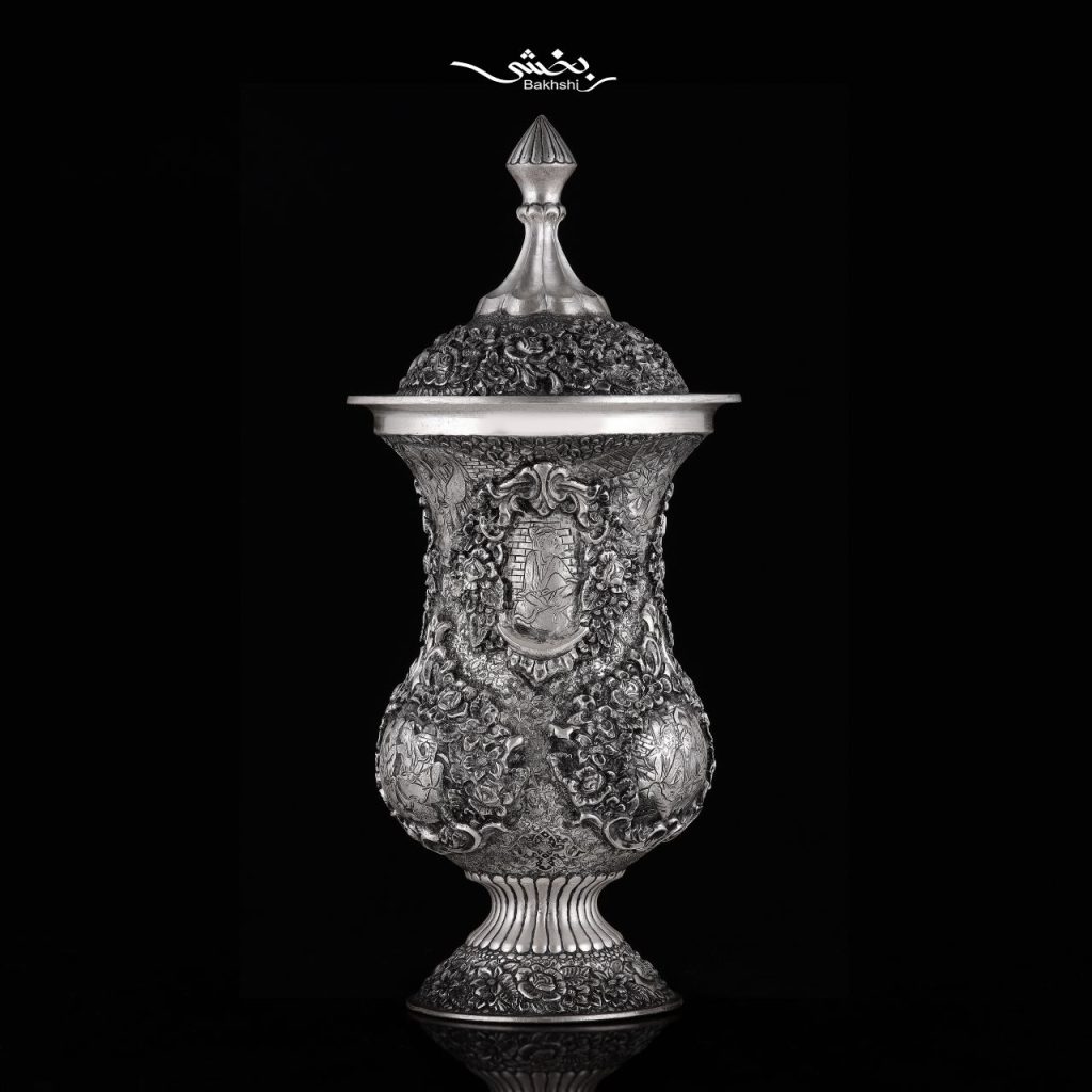 خرید و مشخصات یک جفت سنبلان نقره مینیاتور و گل