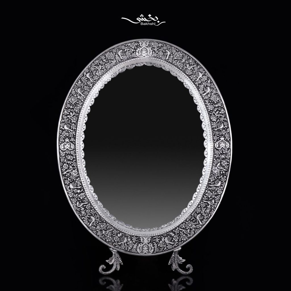 آینه نقره گل و مرغ درجه یک نقره بخشی