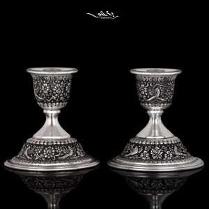 شمعدان کوتاه قلمزنی نقره
