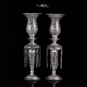 شمعدان نقره لاله آویزدار