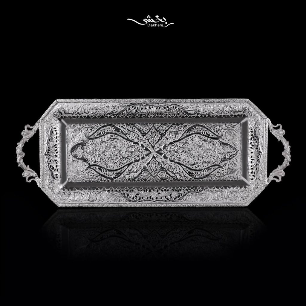 رولت خوری دسته دار نقره گل و مرغ