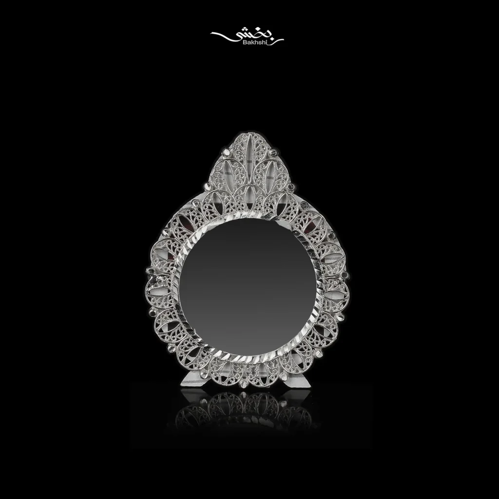 قاب عکس نقره دایره تاجدار ملیله اصفهان