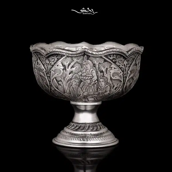 ست 6 عددی کاسه نقره پایه دار مینیاتور اعلا