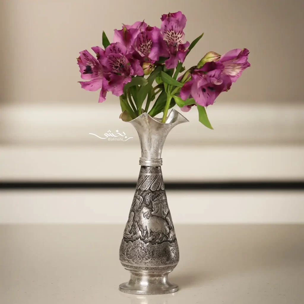 خرید گلدان نقره موشکی قلم شکارگاه