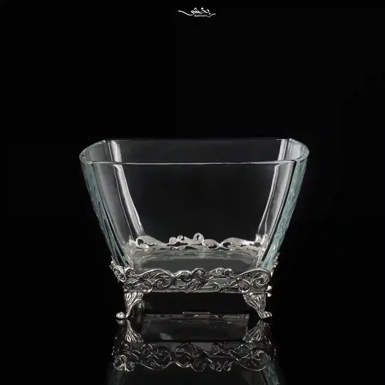 شکلات خوری بلور نقره مربع ابر و باد