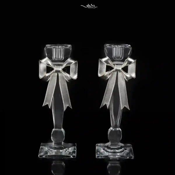 ست آینه بیضی و شمعدان نقره پاپیون مدرن