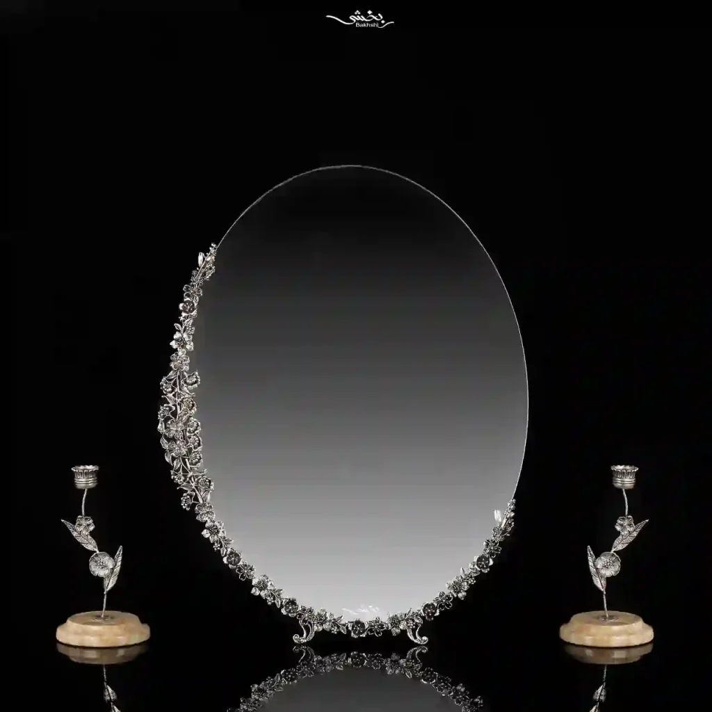 آینه نقره بیضی مدرن