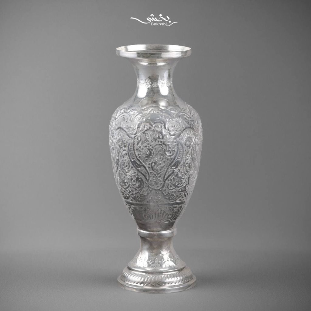 گلدان نقره گل و مرغ کد2