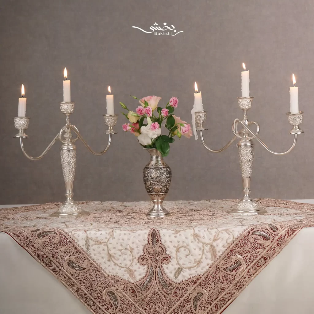 گلدان نقره گل برجسته