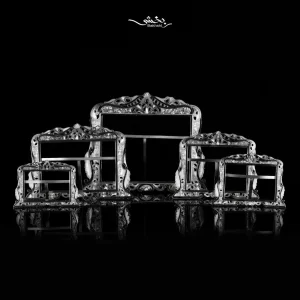 قاب عکس نقره مستطیل تاجدار قلم تبریز