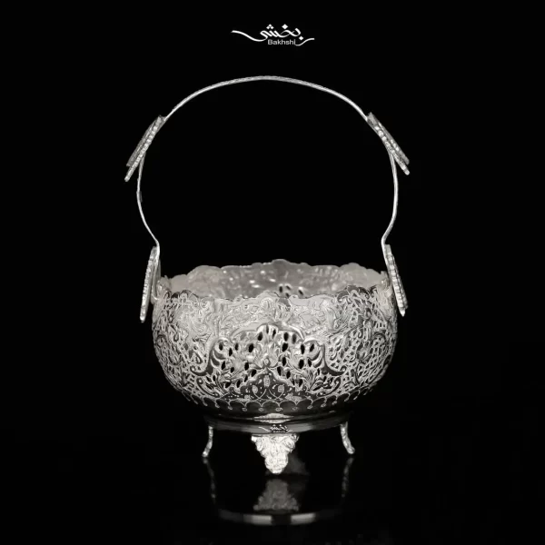 سبد نقره گل و مرغ