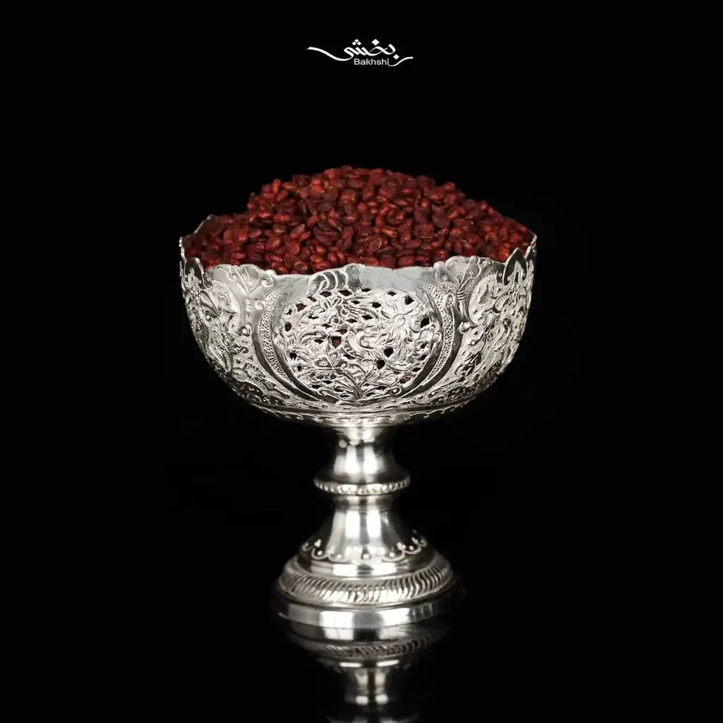 کاسه شش عددی پایه بلند قلم گل و مرغ