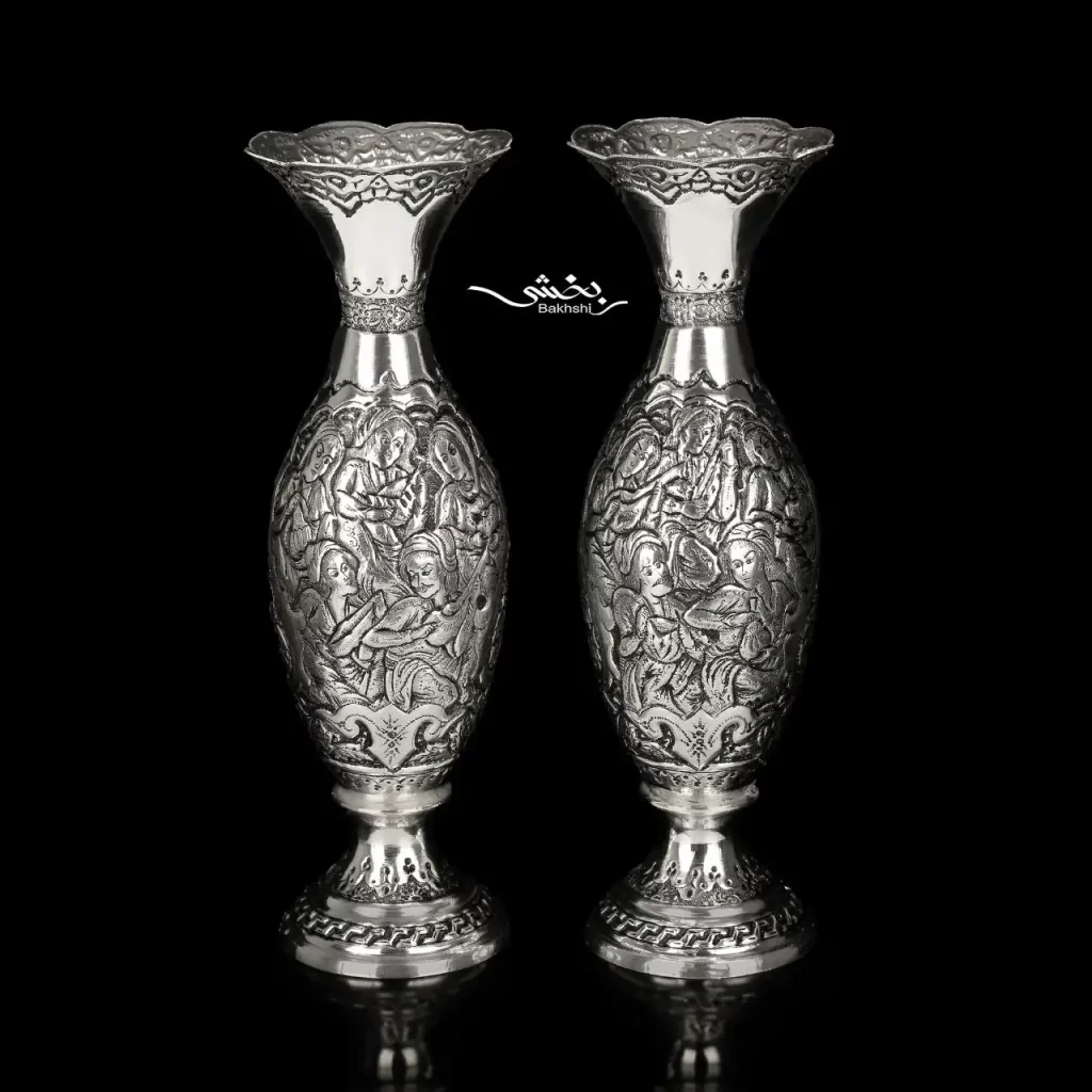 خرید گلدان نقره لب بری مینیاتور