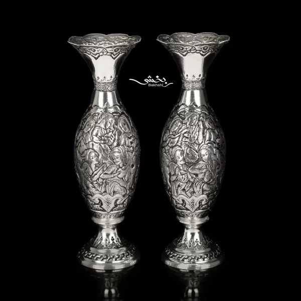 خرید گلدان نقره لب بری مینیاتور