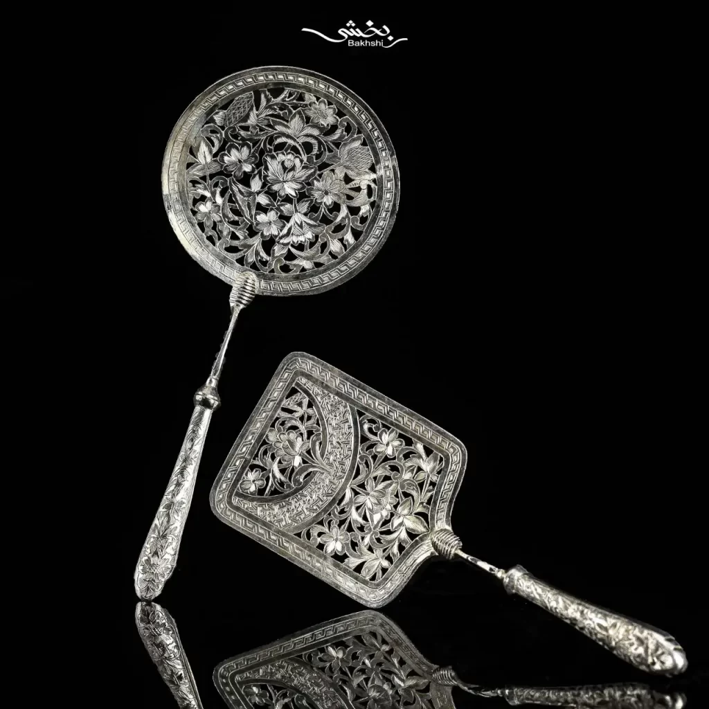 کفگیر نقره قلم تبریز در نقره بخشی