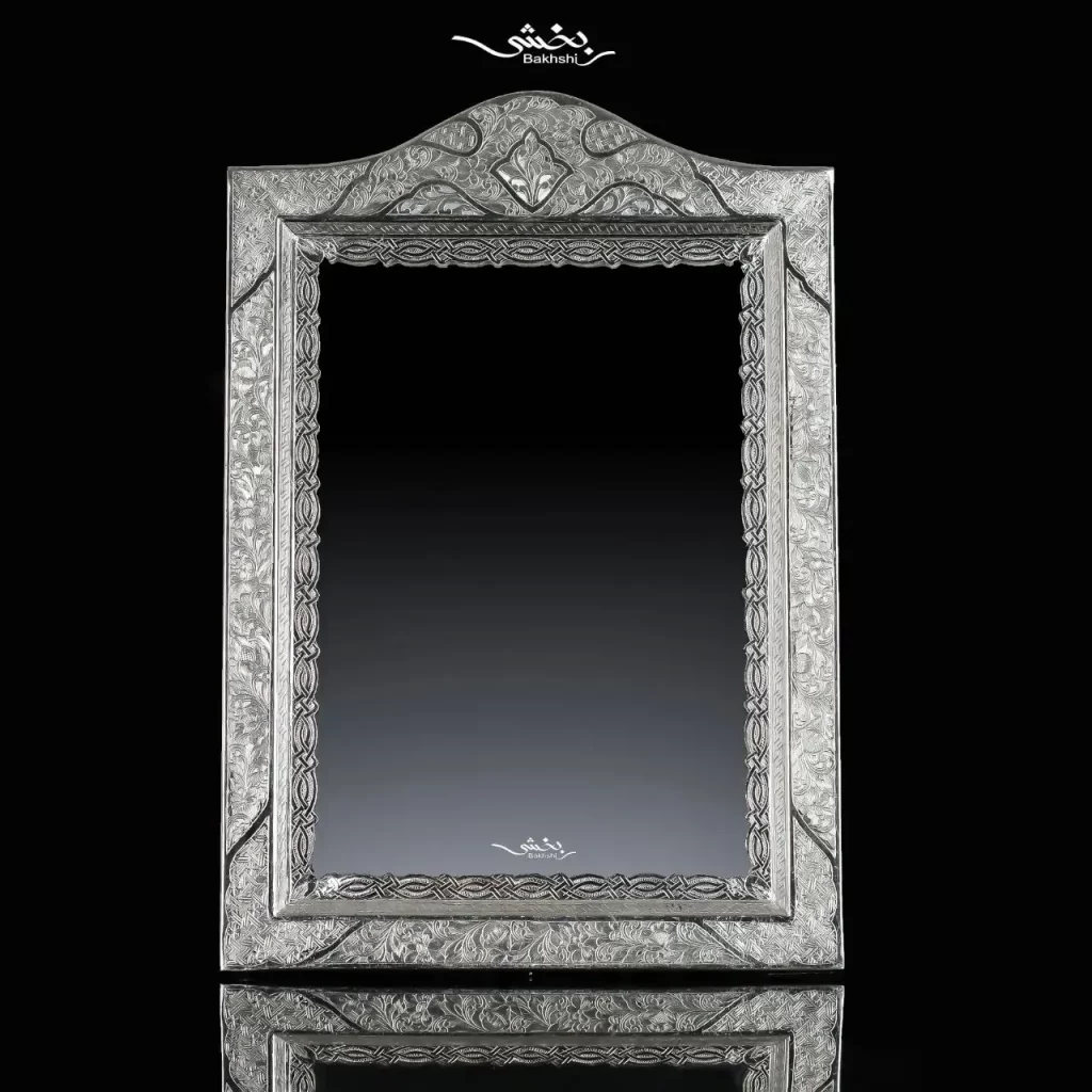 آینه نقره مستطیل تاجدار تبریز