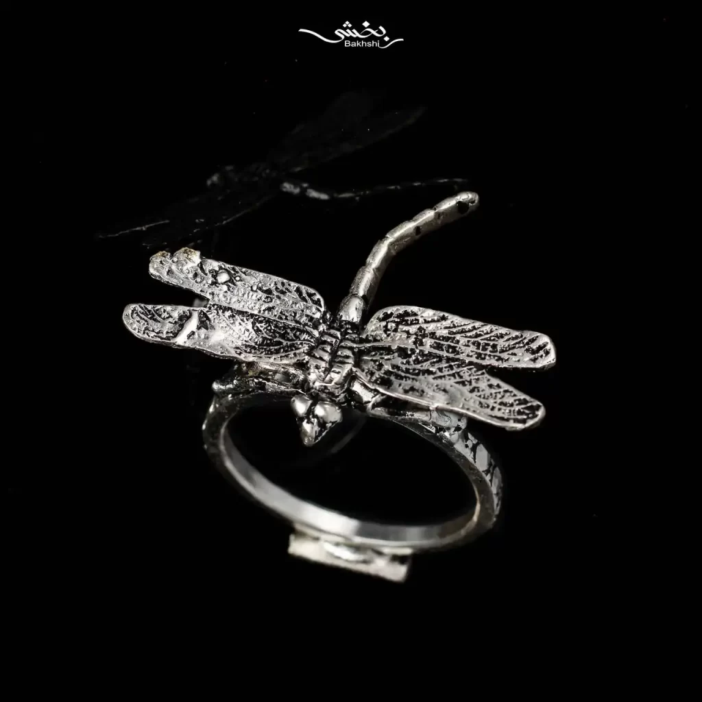 حلقه دستمال نقره پاپیون و سنجاقک