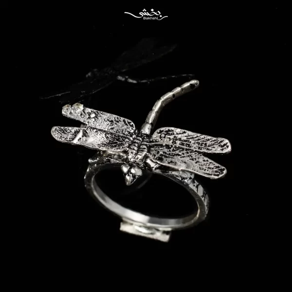 حلقه دستمال نقره پاپیون و سنجاقک