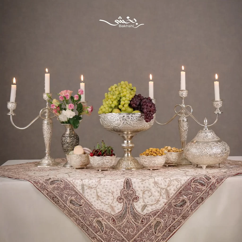 خرید گزخوری نقره درب دار قلم گل برجسته