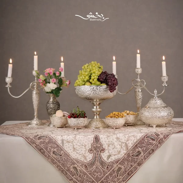 خرید گزخوری نقره درب دار قلم گل برجسته