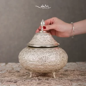 خرید گزخوری نقره درب دار قلم گل برجسته