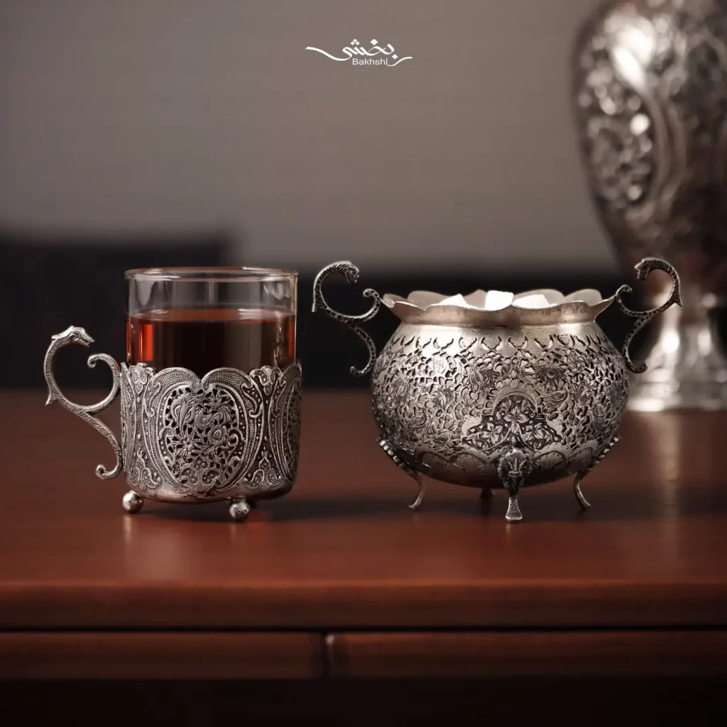 انگاره نقره دسته دار مشبک و ریزقلم اعلا