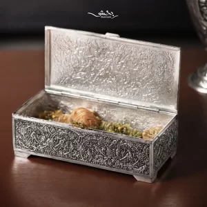 جعبه نقره مستطیل گل و مرغ درجه یک