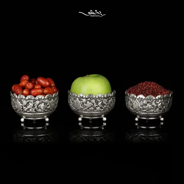 کاسه گل و مرغ درجه یک نقره