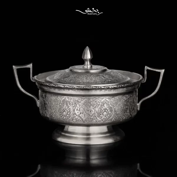 خرید قندان نقره دسته دار قلم ترنج ریزقلم