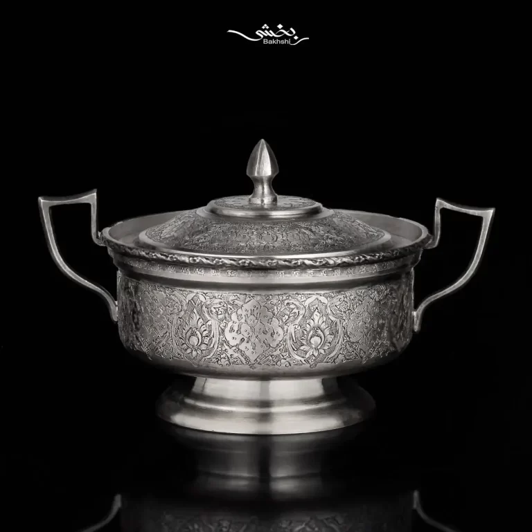 خرید قندان نقره دسته دار قلم ترنج ریزقلم